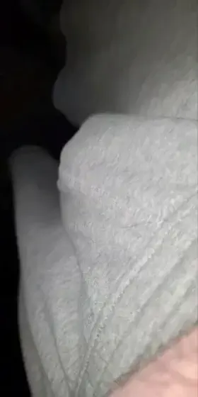 Heading to the store... love wearing no briefs in gray sweats. Who would follow me around the store?