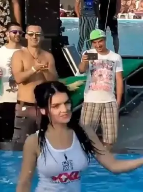 Wet t-shirt girl with sexy af moves