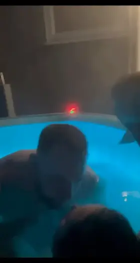 Cuck holds me while a younger guy screws me and cums over my face