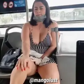 Stranger controls my vibrator till I squirt on the bus+then steals my