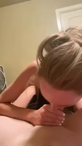 Skinny teen practices throating