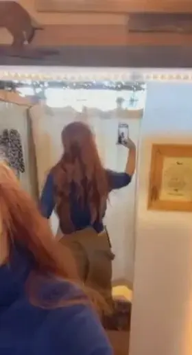 Out shopping for pants that I can actually pull over my thick hips and thighs.