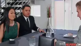 Businessman after business meeting fucked anally by partner's asian wife