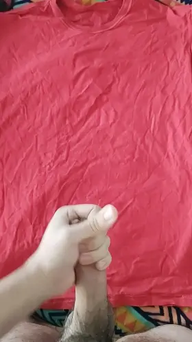 It's been a while since I've posted here, here's today cumshot on a red T-shirt