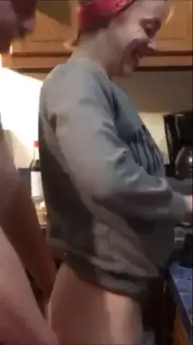 Suprising her in teh kitchen