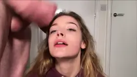 Cute little cum face