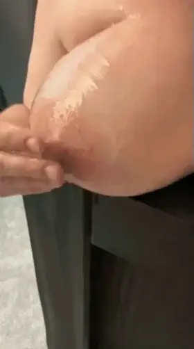 My kitty [F] plays with her coated udders while on display. What would you do with her in this situation? OC