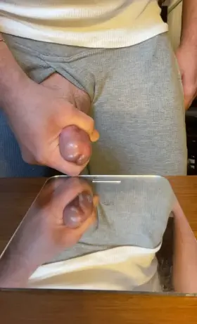 Check out how big the first rope of beautiful sperm is. Wow that felt so good to release!!