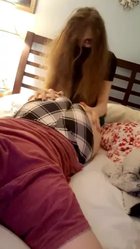 My friend having fun worshipping my fat femboy ass~