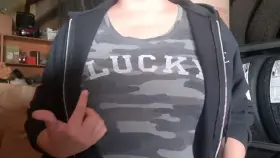 Titty drop at the mechanic shop