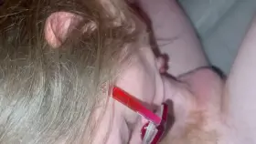 Brunette with Glasses gives good throat