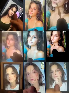 Cumpilation! 9 different guys covered this french beauty! What an amazing cum target!