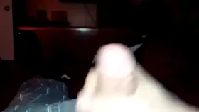 Vocal cum spurts, messy uncut cock