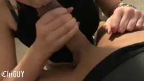 Sexy petite babe rubbing me out in her mouth