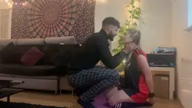 Tiny GF in handcuffs gets pussy fucked by BBC BF