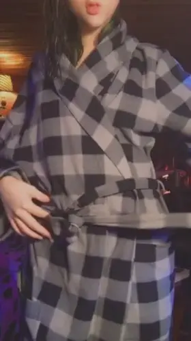 Revealing what’s hiding under my big comfy robe 😋