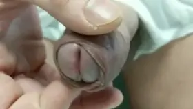 Uncut fingering precum hole