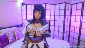 Octokuro plays with big samurai dildo