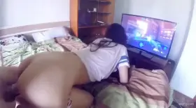 Fucking her while she is playing video game