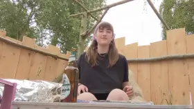 having a beer on vacation in Poland.....and taking out my titties of course