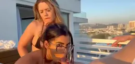 Hot threesome with my blond big ass friend and your big cock husband.