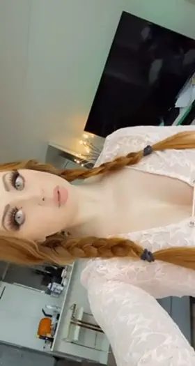 You’re welcome to pull my ginger braids while you play with my perfect tits