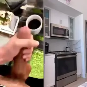 Tee enjoys a little cum with her coffee 😉