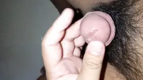 Sounding my small asian cut dick