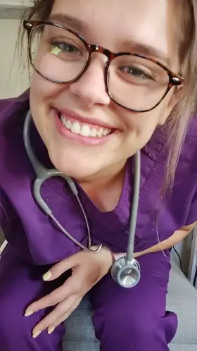 These scrubs hide my cute tummy, so let me give you a peek