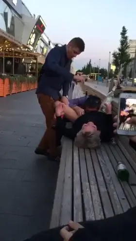 Wasted Girl Gets Her Pussy Eaten in Public