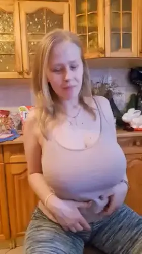 They jumped out from under the blouse and bouncing, bouncing