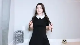 Pretty goth girl rides her toys