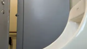 Chastity public urinal piss