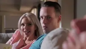 Watching Movie With My Blonde Stepmom