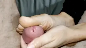 Making him cum fast with hand/footjob