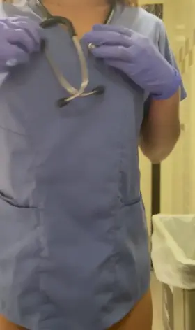 I hope you don't mind some titty play in the clinic bathroom