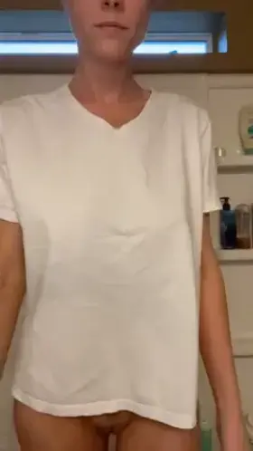 Wet tshirt reveal. A different way to use husbands undershirt...