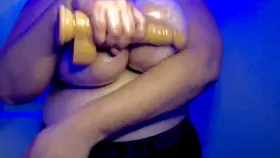 Oiled titties having fun with my dildo ❤️