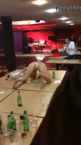 Stripper does a beer enema show