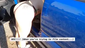 When a bee gets in the way of the booty... and he is terrified!!