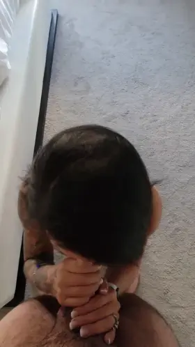 On my knees sucking every drop out of my husband's bestfriends dick