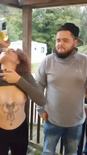 Chugging a beer with the boys