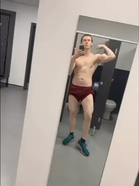 Get on your knees for me in the gym locker room slut