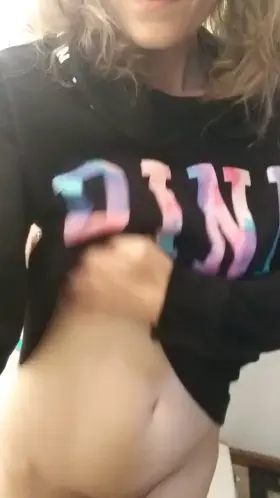 A little bit of tittie play for you 😋