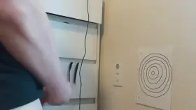 Shooting a target with my cumshot🎯(Not a bullseye but close💦