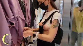 Shopping with my tits out for hubby...and everyone else!