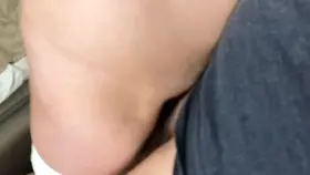 Big load on Russian MILF's pussy drips into her panties