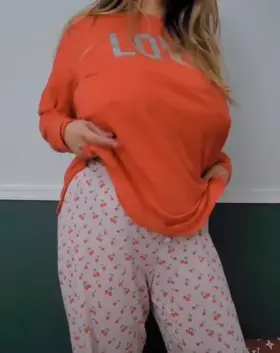 Loose fitting PJ, tits full and heavy, makes for a good drop video 😊 (oc)