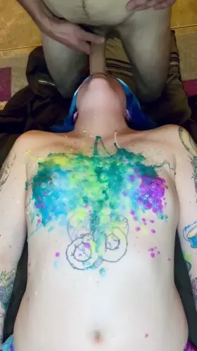 He decided my wax covered chest needed his cum too