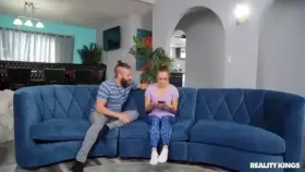 Sweeping Up With Her Big Natural Tits